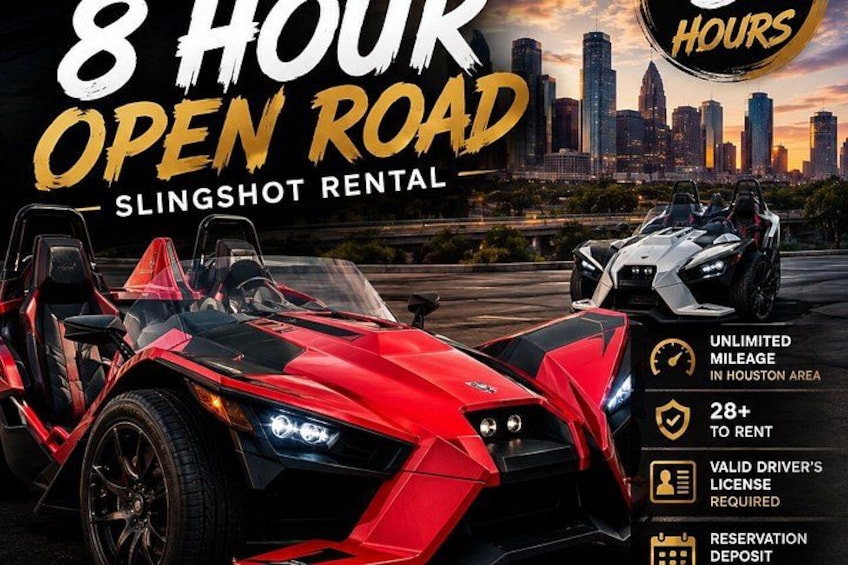 A red sports car with a city skyline in the background. 5