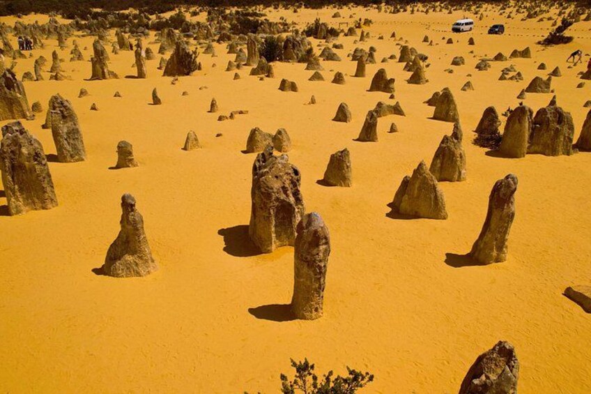 A desert landscape with numerous rock formations. 5