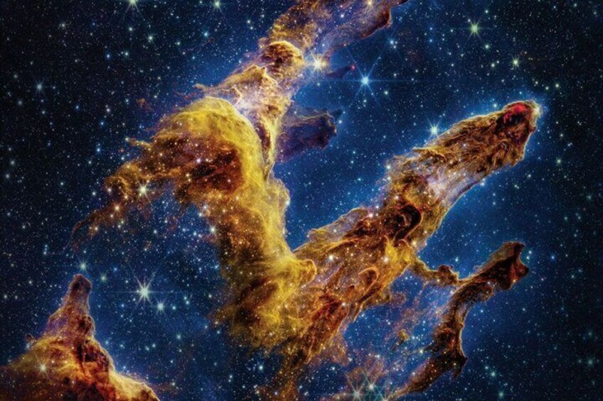 A nebula with bright stars and gas clouds. 1