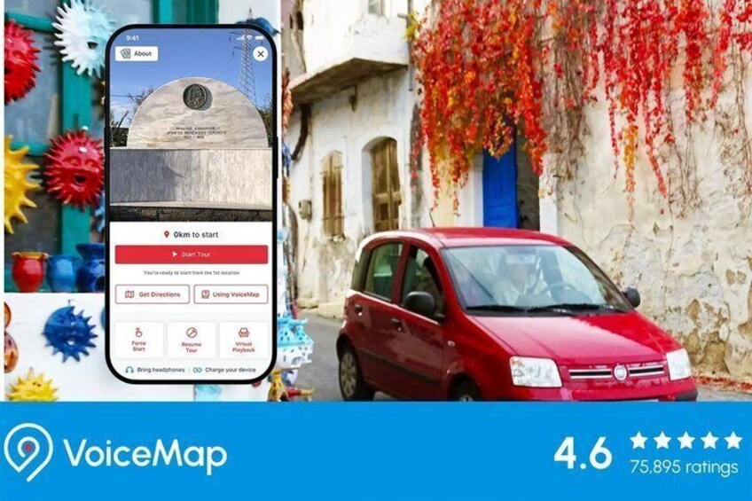 A smartphone displaying a navigation app with a rating of 4.6 and 75,895 ratings. 1