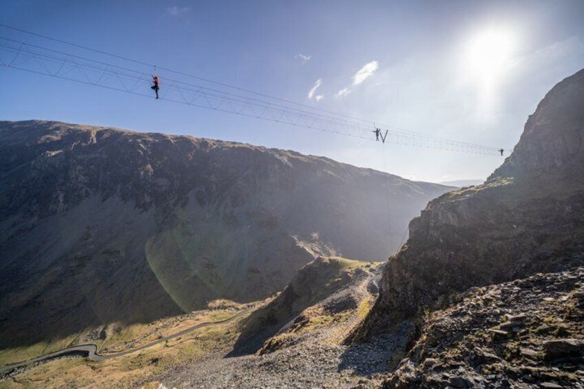 A mountainous landscape with a cable car system. 3