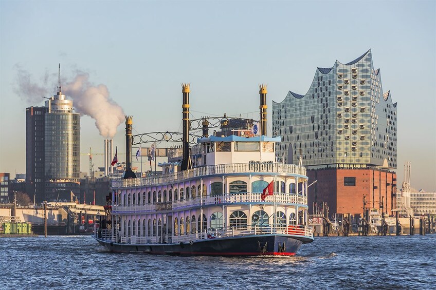 Large ship at the Hamburg Harbour 