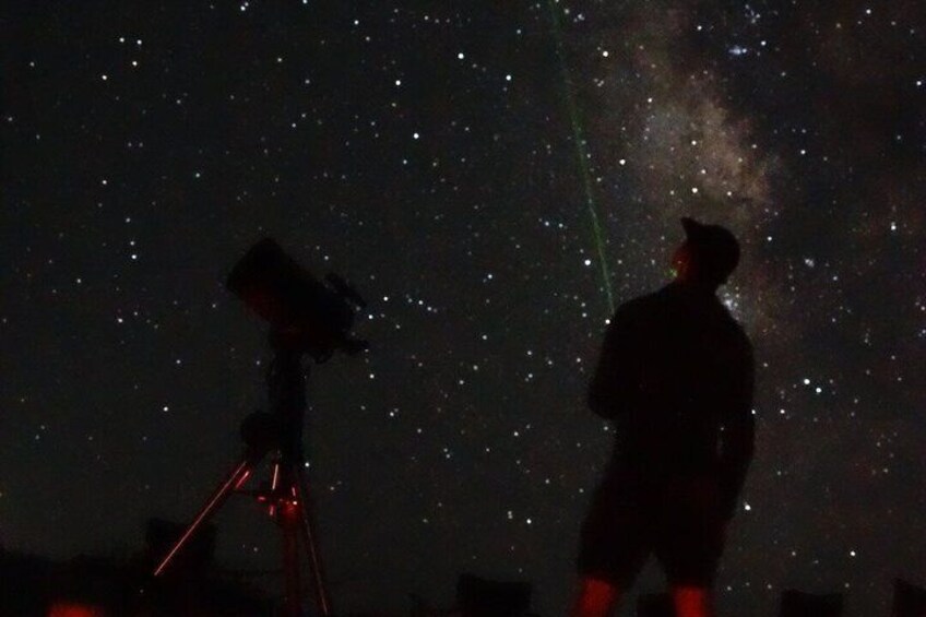 A person observing the night sky with a telescope. 4