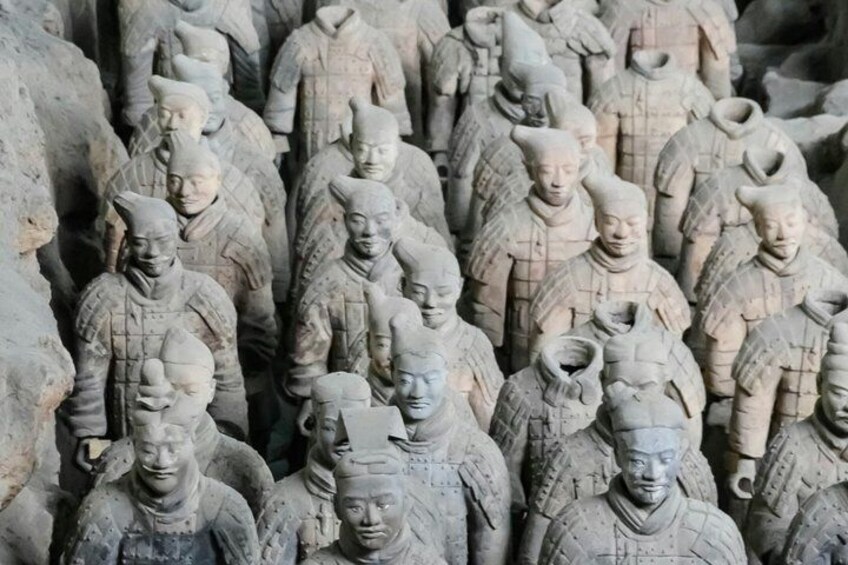 A collection of terracotta soldier statues. 1