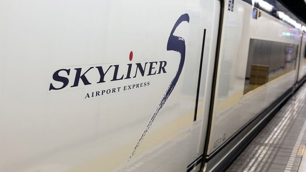 A train with 'SKYLINER AIRPORT EXPRESS' written on the side. 3