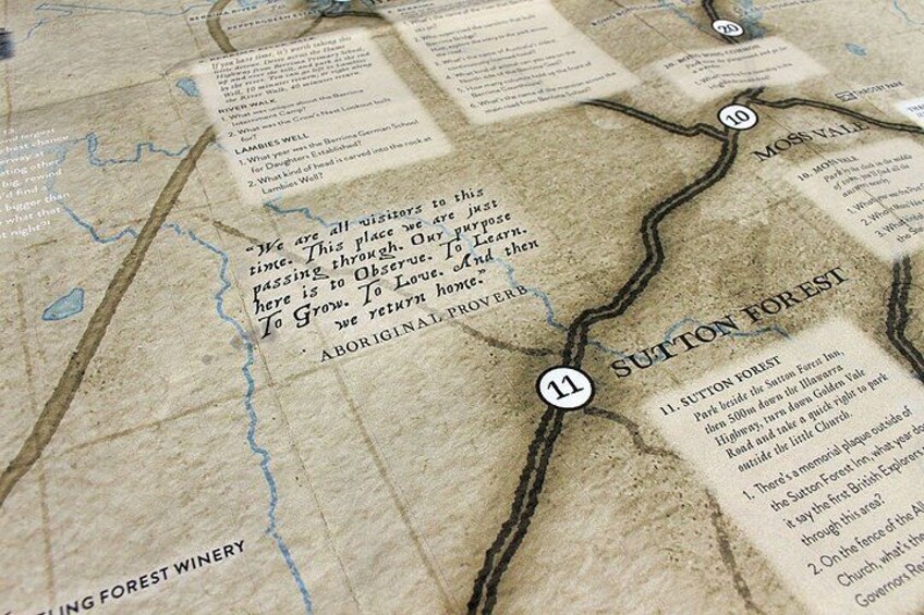 A map with routes and locations like Moss Valley and Sutton Forest. 5