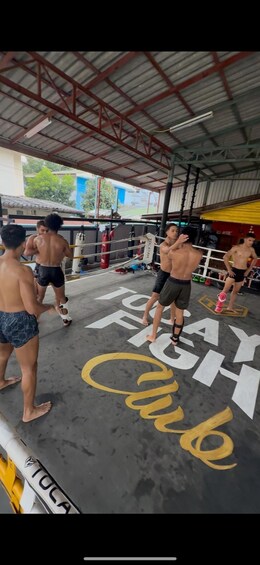 A boxing ring with fighters, a roofed gym, and a 'TOCA' logo on the floor. 5