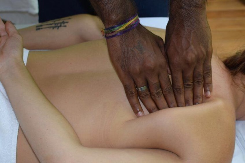 A person receiving a massage. 5