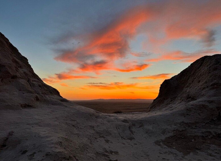 Et ørkenlandskab i solnedgang. 2