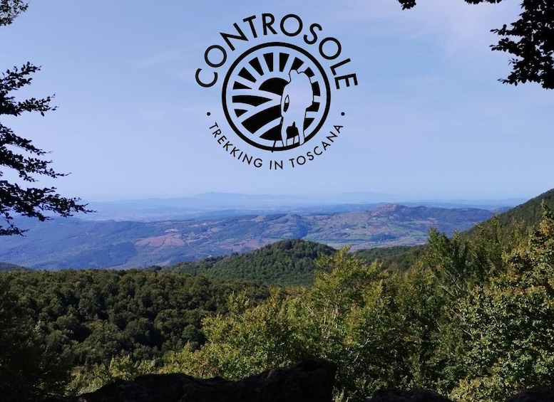 A logo with the text 'CONTROSOLE TREKKING IN TOSCANA' over a landscape view of a mountainous area with trees. 1