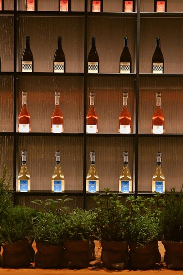 A wine rack with bottles of VITTORIO and Florimonte wines. 3