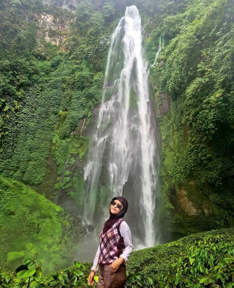 A waterfall surrounded by lush greenery. 3