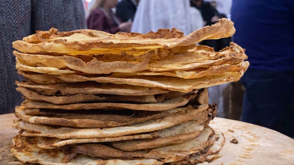 A stack of flatbreads. 2