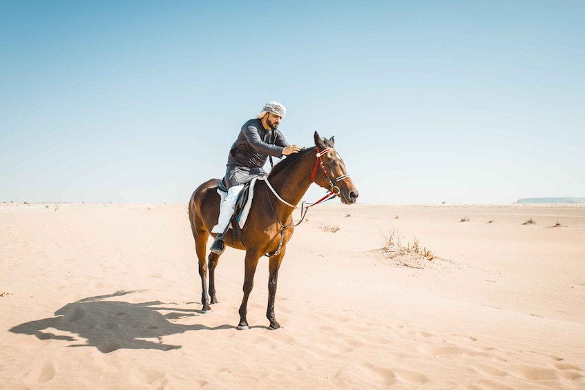 En person rider på en hest i et ørkenlandskab. 3