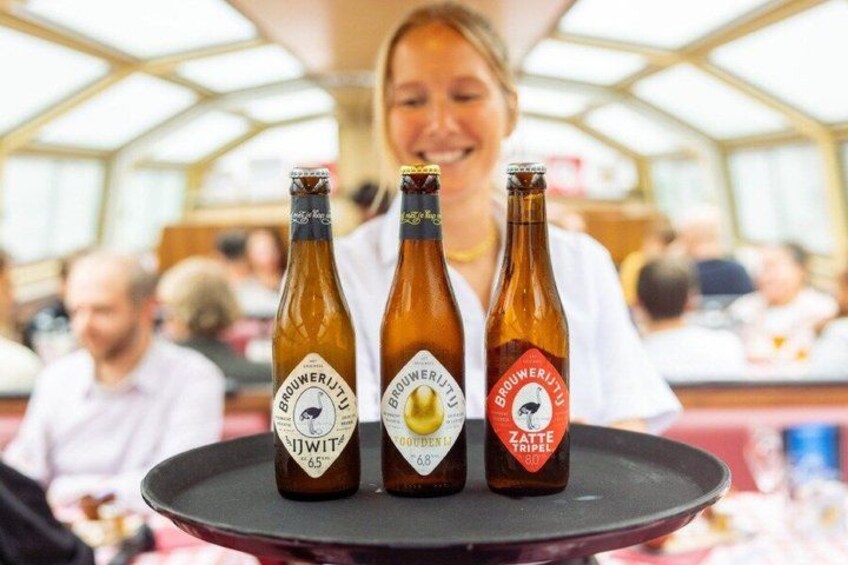 Three bottles of Brouwerij Zwetsloot beer on a tray. 5