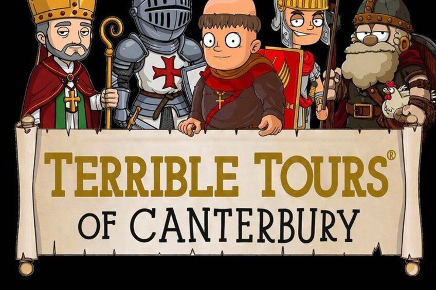 A banner with 'TERRIBLE TOURS OF CANTERBURY' text. 3