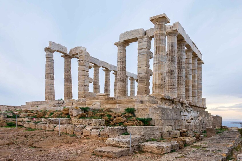 Ancient stone columns of a historical ruin. 2