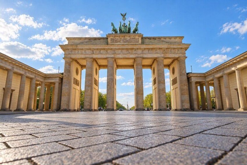 The Brandenburg Gate in Berlin, Germany, with its classical architecture and columns. 4