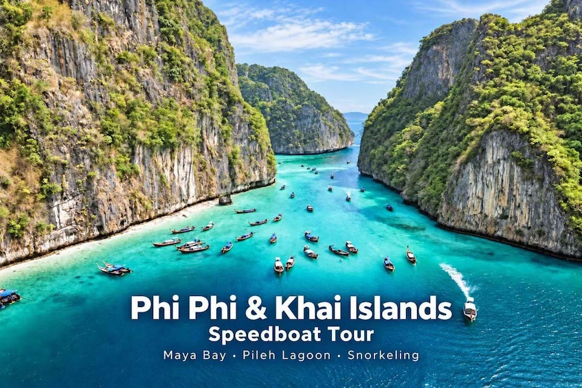 Une excursion en bateau à moteur rapide dans les îles Phi Phi, avec des eaux turquoise cristallines, des falaises calcaires et des bateaux traditionnels. 1