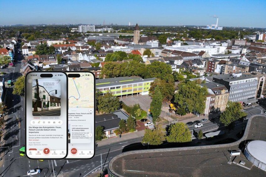 A smartphone displaying a map with a highlighted location in a city. 1