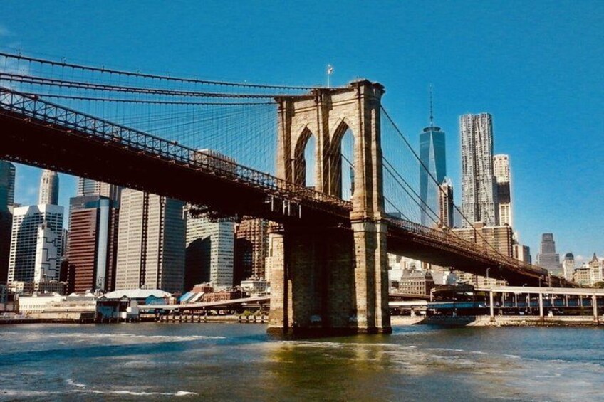 The Brooklyn Bridge with the Manhattan skyline in the background. 3