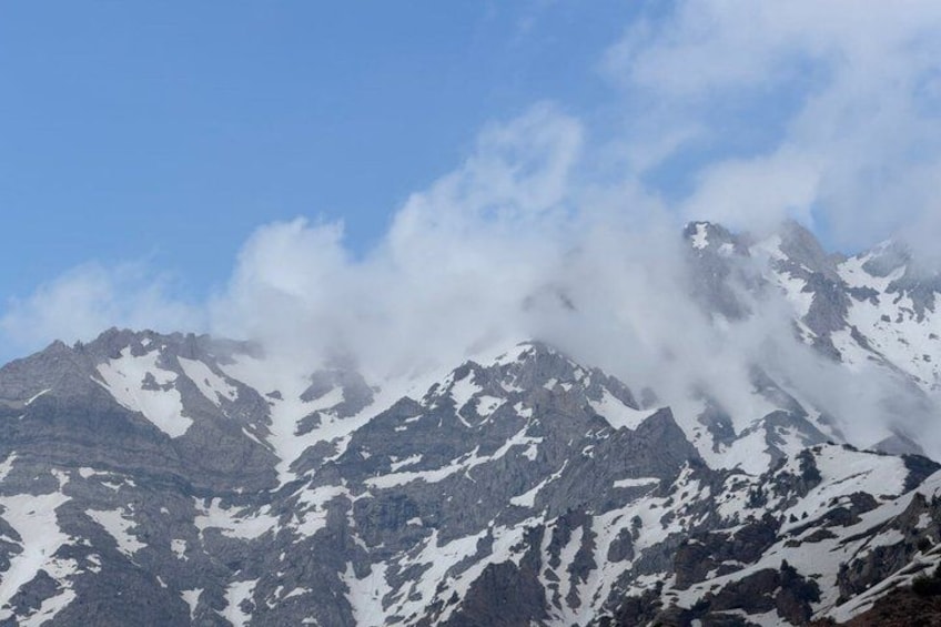 Snow-covered mountains with clouds. 2