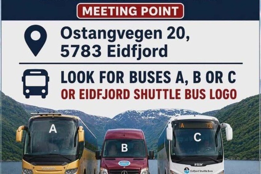 A bus stop sign with a location and bus numbers. 3