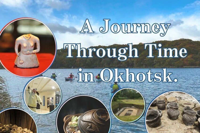 A journey through time in Okhotsk with a lake, a statue, pottery, and a baseball field. 1