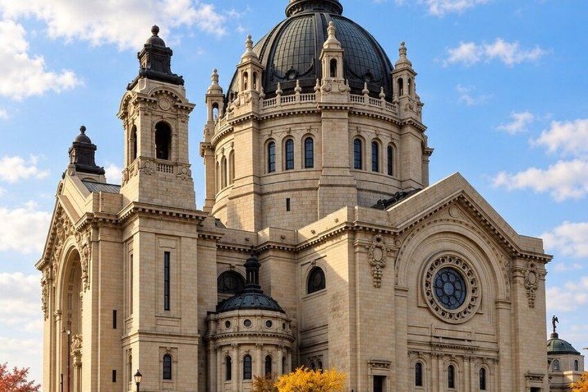 A large, ornate building with a prominent dome and multiple towers. 5