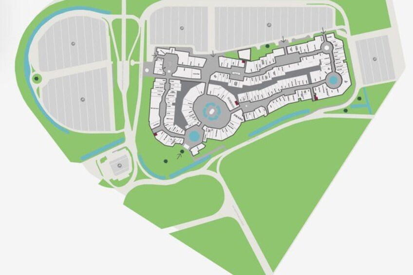 A park with a circular central area, pathways, and green spaces. 2