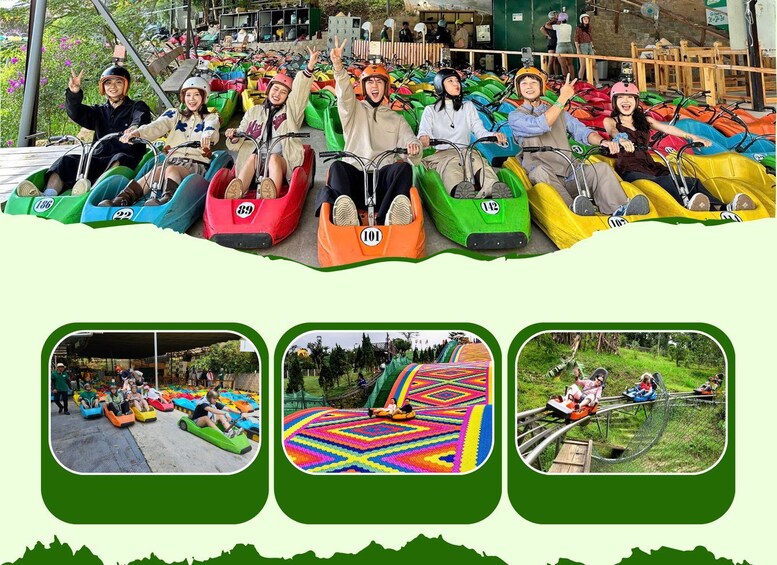 Des personnes conduisent des autos tamponneuses aux couleurs vives dans un parc d’attractions. 4
