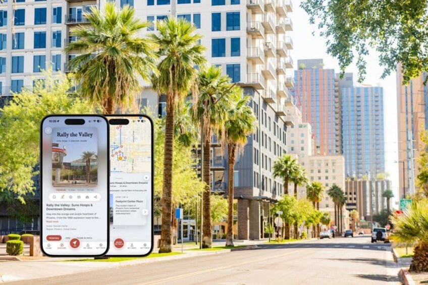 A smartphone displaying a map with a location marked 'Rally the Valley.' 1
