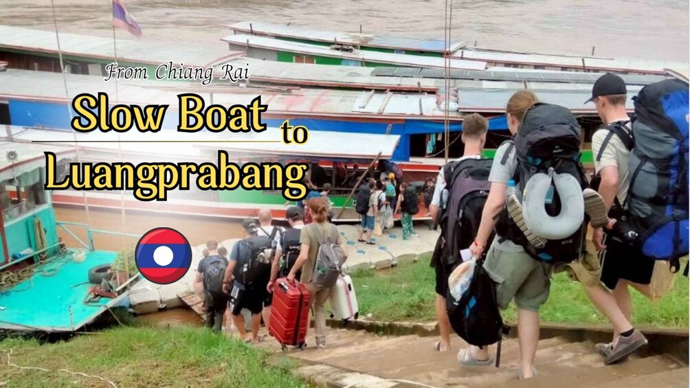A group of people disembarking from a slow boat to Luangprabang. 4