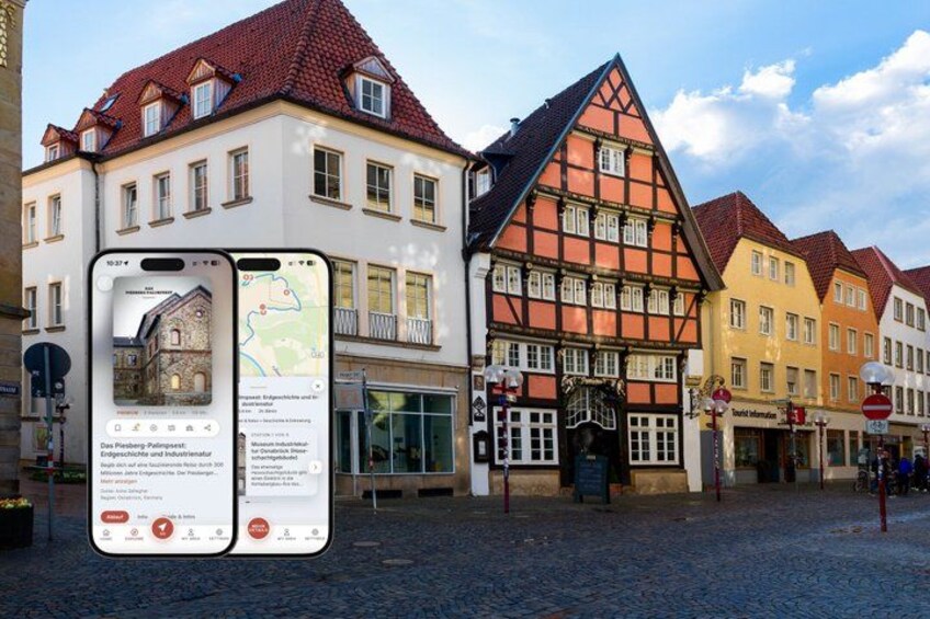 A cobblestone street with traditional half-timbered buildings. 1