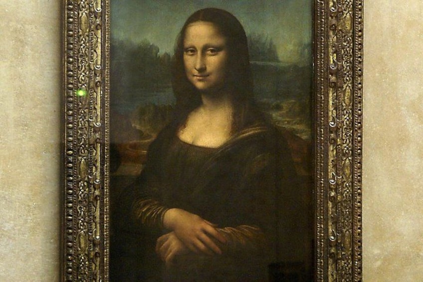 A famous painting with a detailed ornate frame. 4