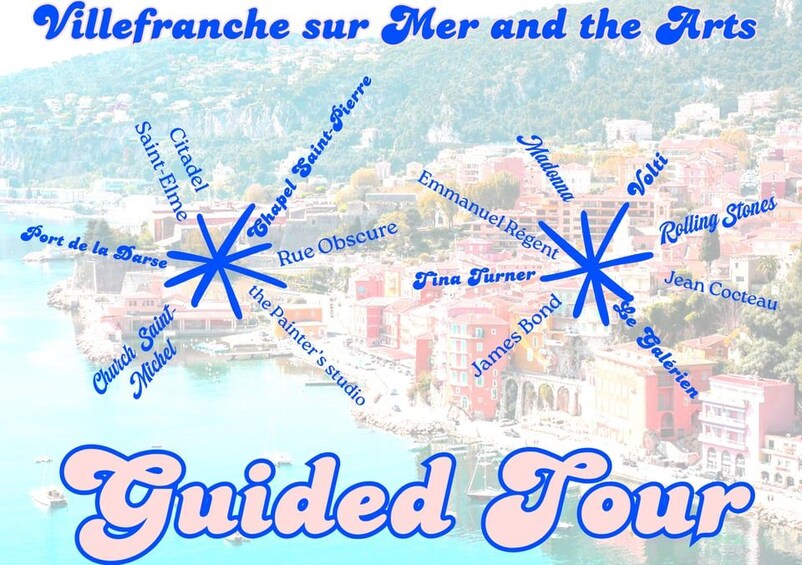 A coastal cityscape with landmarks like Port de la Darse, Rue Obscure, and Church Saint Michel. 3