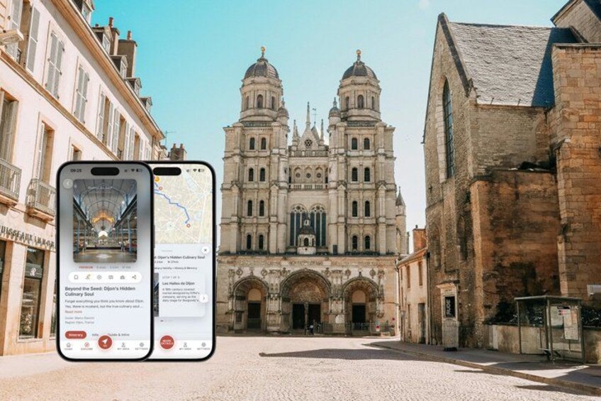 A historic cathedral with a cobblestone street in the foreground. 1
