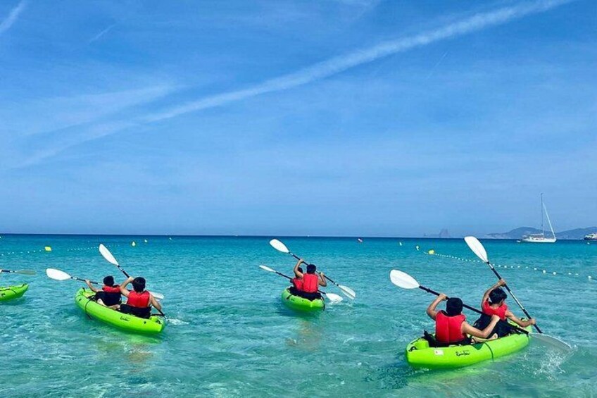 People kayaking on a clear day. 4