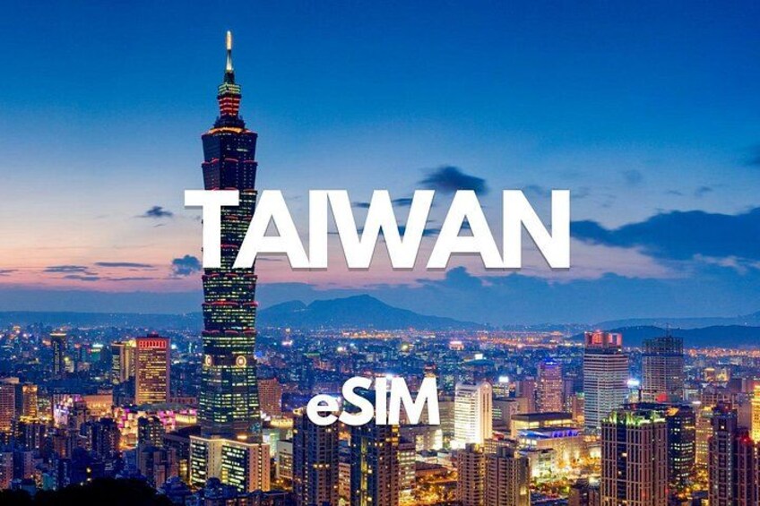 A cityscape with a prominent skyscraper, likely Taipei 101, and the word 'TAIWAN' prominently displayed. 1