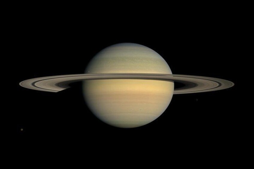 A planet with a prominent ring system. 4