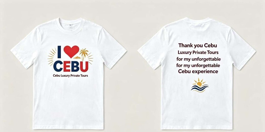 Ein weißes T-Shirt mit einem Logo und Text. 3