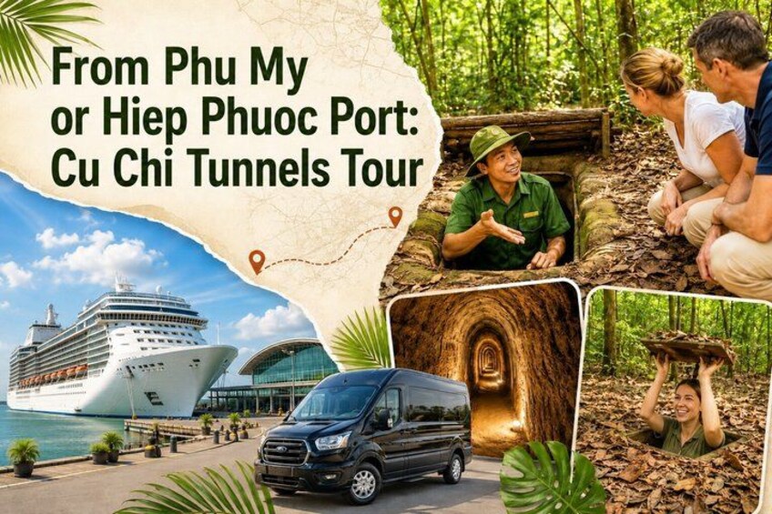 A cruise ship, a tunnel, a van, and a forest scene. 1