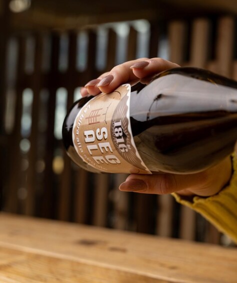 Une main tenant une bouteille de bière dont l’étiquette porte l’inscription « BIG ALE ». 4