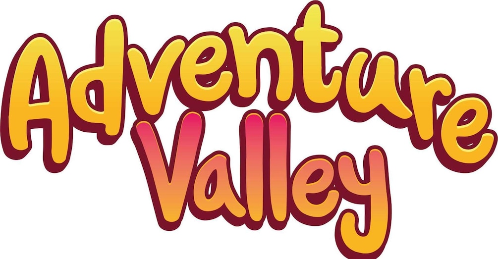 Stylized text 'Adventure Valley' with a gradient color scheme. 1
