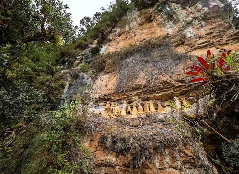 A cliff with ancient statues carved into it. 2