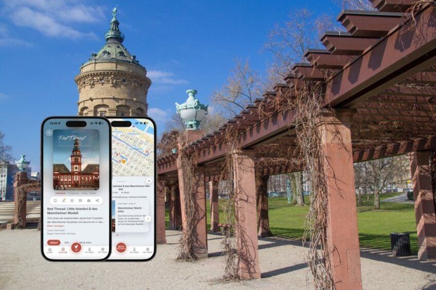 A smartphone displaying a map and a view of a historical building with a dome. 1