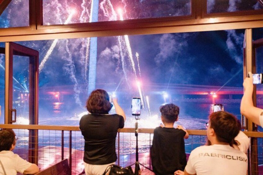 People taking photos of a fireworks display. 3
