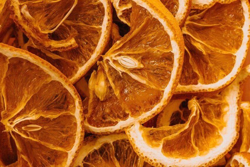 Dried orange slices. 4