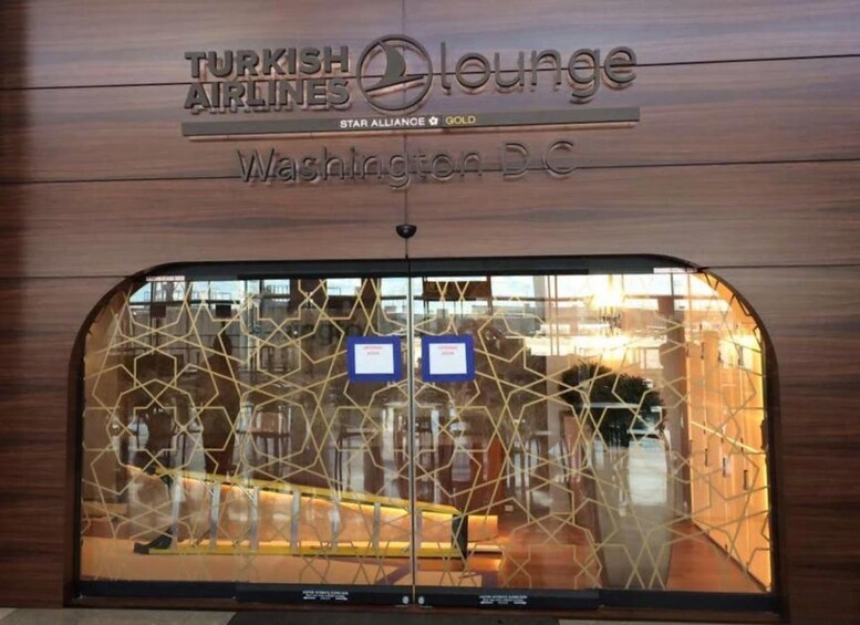 A Turkish Airlines lounge with a Star Alliance Gold sign, located in Washington D.C. 3