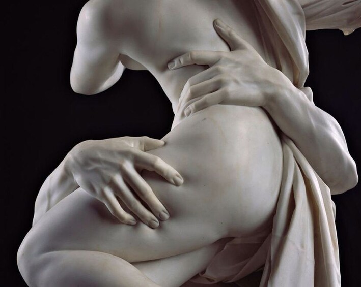 Closeup of The Rape of Proserpina statue